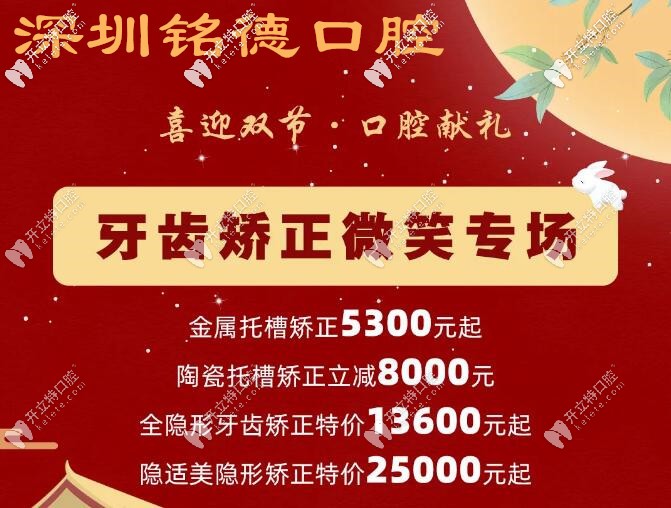 國慶:深圳龍崗區(qū)銘德口腔的隱適美IGO極速版牙套的價格才.